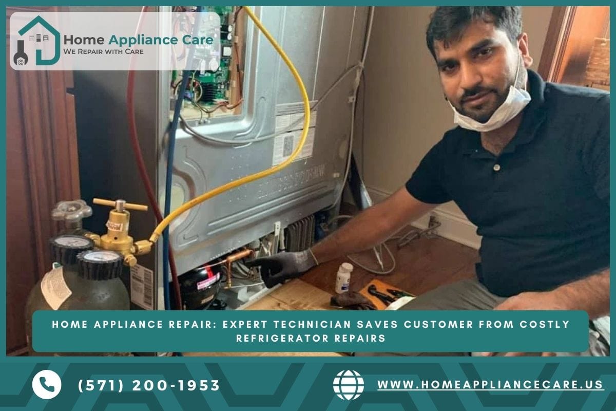 a Home Appliance Care technician repairing refrigerator