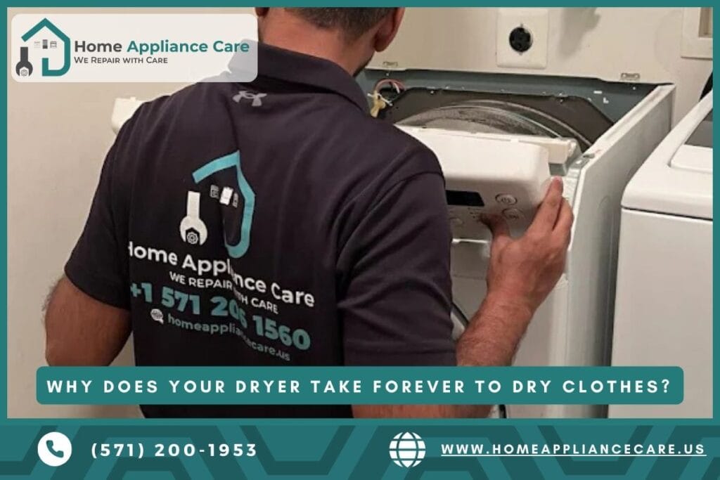 a Home Appliance Care technician repairing dryer