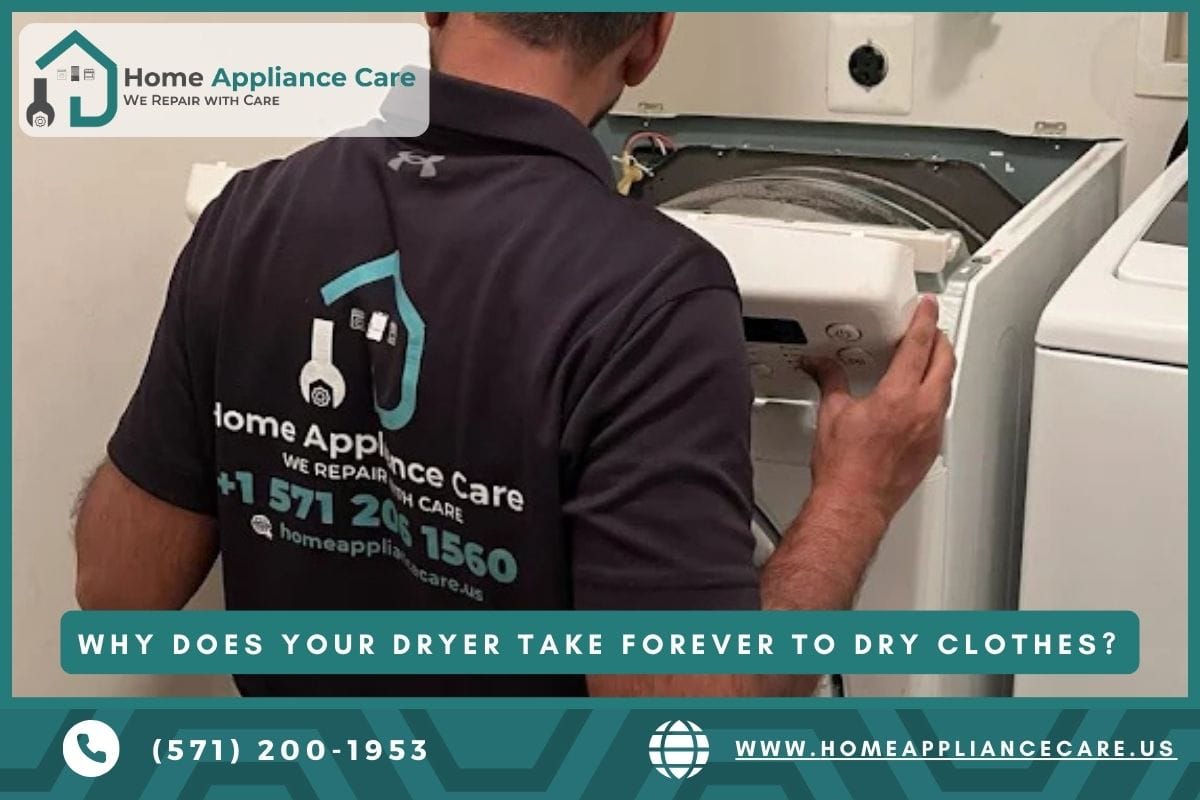 a Home Appliance Care technician repairing dryer