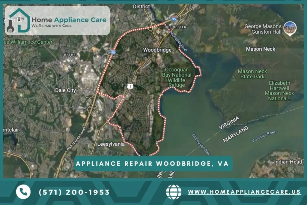 a map of Woodbridge, VA