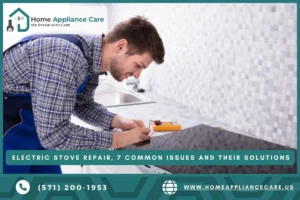 Technician repairing an electric stove