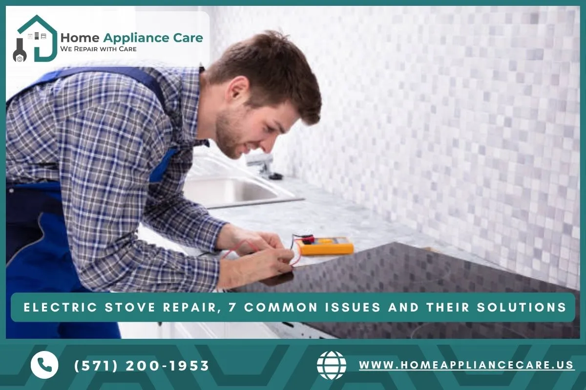 Technician repairing an electric stove